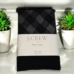 🆕J.Crew Buffalo Check Black Sheer Socks